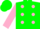 Silk - Green, pink dots, pink cuffs on slvs