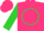 Silk - Hot pink, chartreuse circle and 'r', chartreuse sleeves, hot pink cap