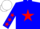 Silk - Blue, white 'jl' in red star, white 'jl', red stars on sleeves, white cap