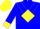 Silk - Blue, yellow 'c' in yellow diamond frame, yellow chevron, diamond and cuffs on blue sleeves, yellow cap