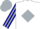 Silk - White, navy blue 'qs' in silver diamond, navy blue and silver diamond stripe on sleeves, navy cap