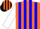 Silk - Orange, black and red card suits, blue stripes on white sleeves