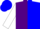 Silk - Purple and blue halved diagonally, white sleeves, blue cap, purple peak