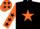 Silk - Black, orange star, orange sleeves, black stars
