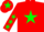 Silk - red, green star, green stars on sleeves, green star on cap