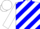 Silk - white, blue diagonal stripes, white sleeves, white cap