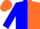 Silk - Blue and orange blocks, blue and orange halved cap