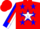 Silk - Red, blue 'circle v' inside white star on back, white sleeves with red stripe and blue stars with blue cuffs