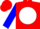 Silk - Red, red 'g' in white ball on white and blue yolk, red, white and blue sleeves, red cap
