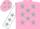Silk - Pink, silver stars, white sleeves, silver stars, white cap, silver stars