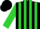 Silk - Black, black and lime green emblem, lime green stripes on sleeves, black cap