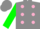 Silk - Grey, pink polka dots, fluorescent green sleeves