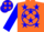 Silk - Orange, blue circle of stars, orange bars on blue sleeves