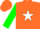 Silk - Orange, white star, white stripe on green sleeves