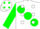 Silk - White, large green spots, white dots on green sleeves