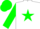 Silk - White, Green Star, Green sleeves and cap