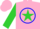 Silk - Pink , lime star, blue circle on lime sleeves