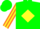 Silk - Green, 'cajun coup' logo, blue orange and yellow diamond stripe on sleeves