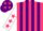 Silk - Cerise and purple stripes, white sleeves, cerise stars