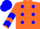 Silk - Orange, blue dots, blue chevrons on sleeves, blue cap