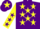 Silk - Purple, yellow stars, yellow sleeves, purple stars, purple cap, yellow star
