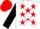 Silk - White, red stars, white star stripe on black sleeves, red cap