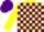 Silk - Yellow & purple check, yellow sleeves, purple cap