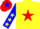 Silk - Yellow, Red star, Blue sleeves, Yellow stars, Red cap, Blue star