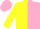 Silk - Yellow and pink halves, yellow and pink opposing diamond stripe on pink and yellow opposing sleeves, yellow and pink cap