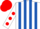 Silk - White & royal blue stripes, white sleeves, red spots, red cap