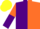 Silk - Purple & orange halved, sleeves reversed, yellow cap