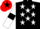 Silk - Black, white stars, white sleeves, black armlets, red cap, black star
