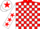 Silk - Red and white check, white sleeves, red stars, white cap, red star.