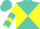Silk - Turquoise and yellow diagonal quarters, yellow sleeves, turquoise chevrons