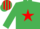 Silk - Emerald green, red star, red armlet, striped cap