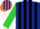 Silk - Dark blue, orange ''j'' , orange and black stripes on lime sleeves