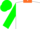 Silk - White, green emblem, orange collar, green sleeves, green cap