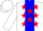 Silk - White, blue panel, red stars, blue bars on white sleeves, white cap