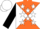 Silk - Orange and white diagonal quarters, white stars on black sleeves, white cap
