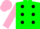 Silk - Green, black spots, pink sleeves and cap