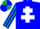 Silk - Blue, white cross of lorraine, white sleeves, dark green stripes, quartered cap