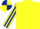 Silk - Yellow body, yellow arms, dark blue striped, yellow cap, dark blue quartered