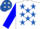 Silk - White, Royal Blue Stars, Blue Sleeves