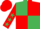 Silk - Emerald Green and Red (quartered), Red sleeves, Emerald Green stars, Red cap.