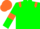 Silk - Green body, orange epaulettes, green arms, orange armlets, orange cap, white green