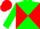 Silk - Green, red diagonal quarters, green sleeves, red cap