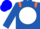 Silk - Royal blue, white ball,', orange epaulets, blue cap