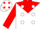 Silk - White, white 's' on red yoke, white dots on red sleeves