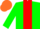Silk - GREEN, RED vertical stripe, GREEN sleeves, ORANGE cap