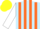 Silk - Light blue and orange stripes, white sleeves, yellow cap